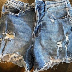 Vervet Distressed Jean Shorts with Frayed Hem